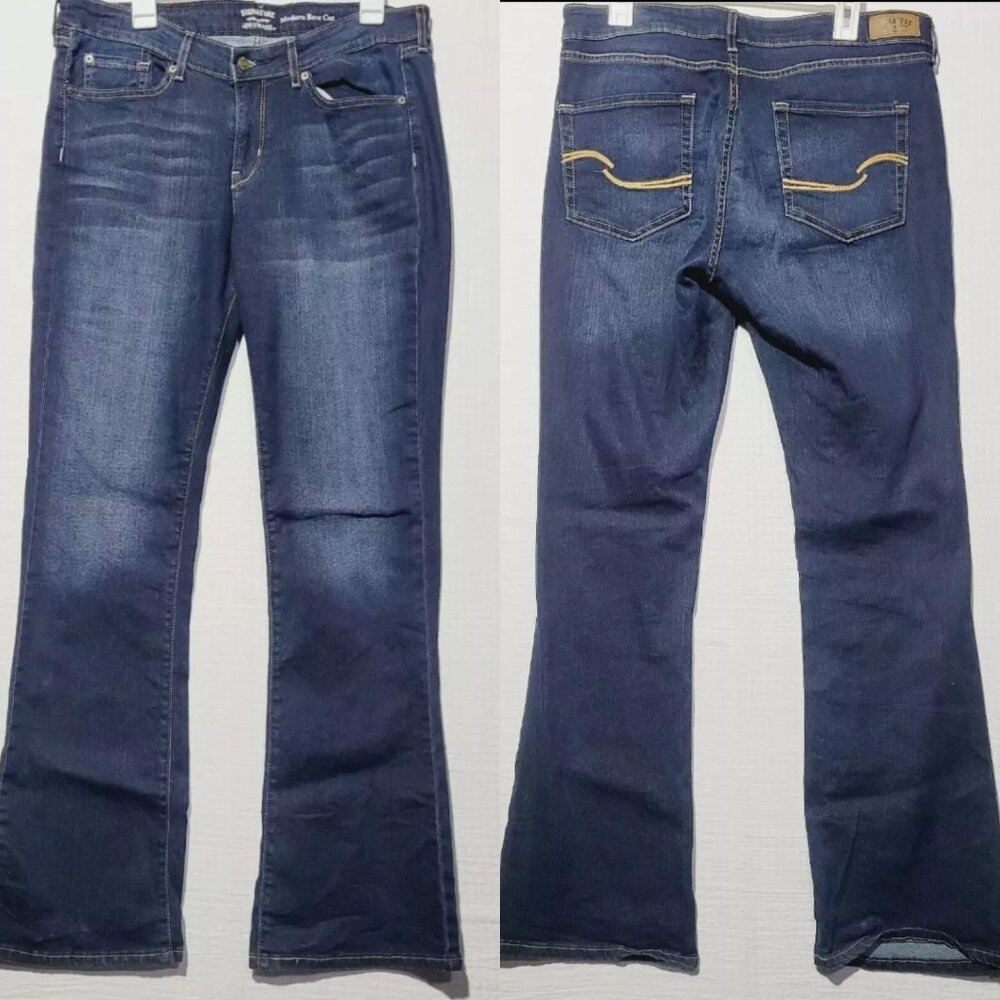 LEVI'S SIGNATURE MODERN BOOT CUT Women's jeans size 10 10L 30x34 flare dark blue